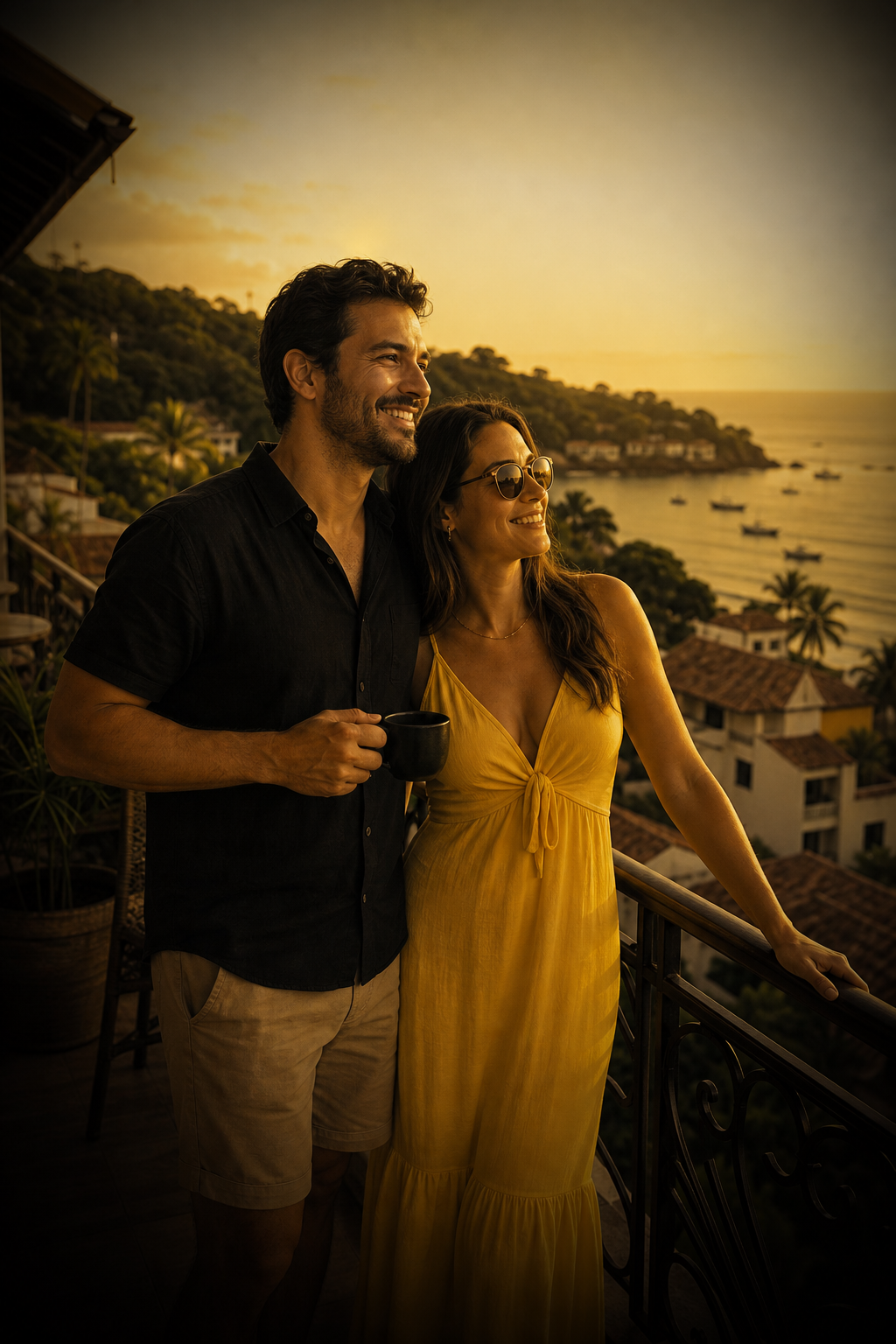 Empresário brasileiro viajando com a esposa depois de enxergar o lucro real do negócio